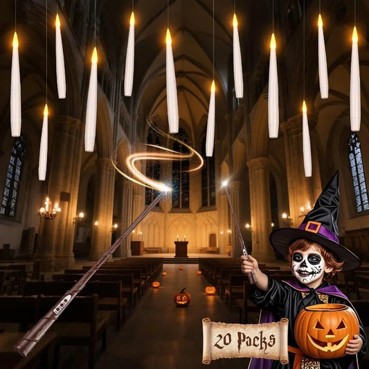 Halloween Floating Candle Set With Wand 20 Pcs Led Lights