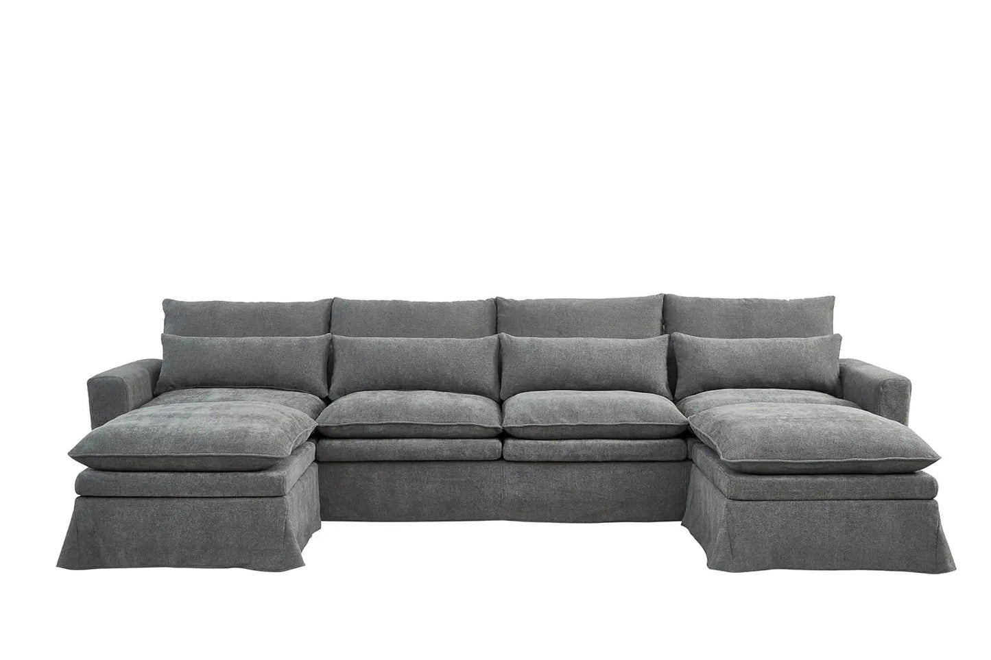122 Inch U Shaped Modular Sectional Sofa With Movable Ottoman And Covers