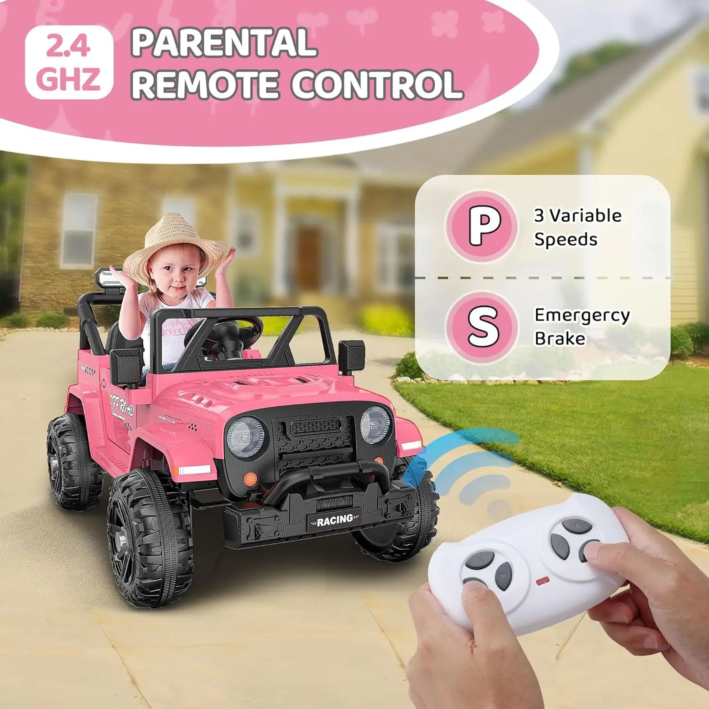 12V Ride On Truck With Remote 3 Speeds Bluetooth Music