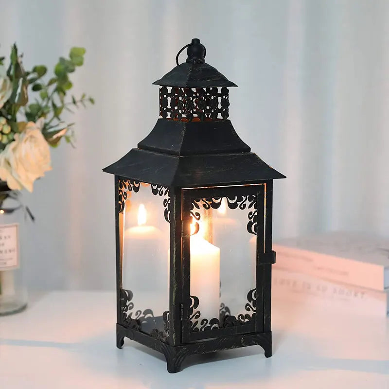 Vintage Metal Candle Holder Hanging Lantern For Outdoor Garden Lighting
