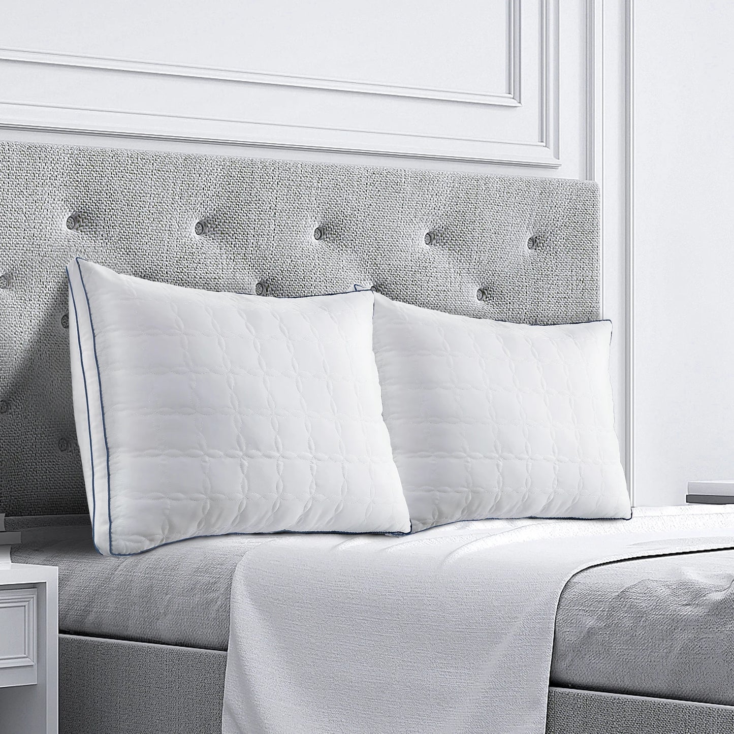 BedStory 2 Pack Pillows Standard and Queen Size Soft Down Alternative Fill