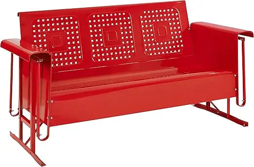 Bates Retro Metal Outdoor Patio Sofa Glider 3-Person Turquoise Gloss