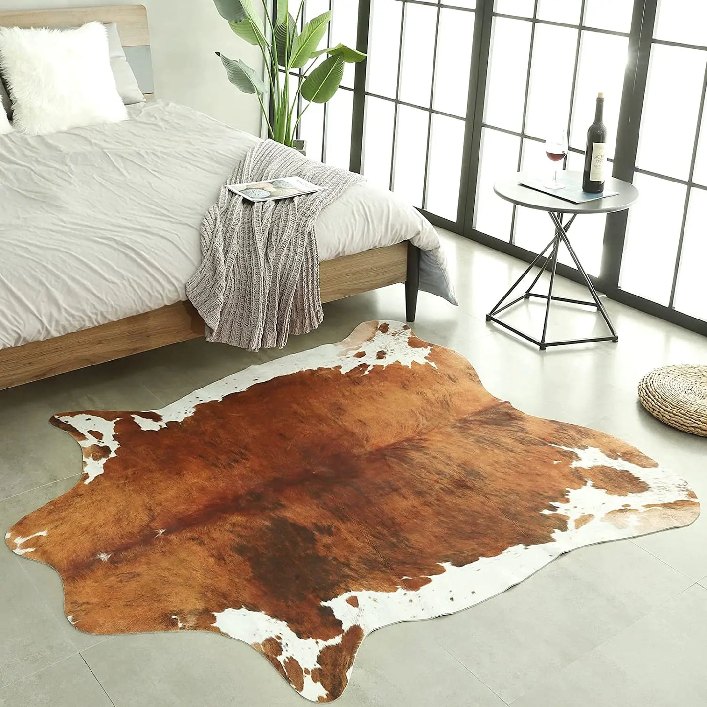 American Style Animal Print Faux Fur Cowhide Rug for Bedroom Living Room Carpet Home Decoration Floor Mats