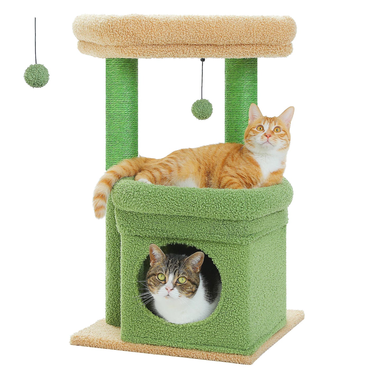 Double Tier Cat Tree Tower With Cozy Condo And Wide Perch For 1 To 2 Indoor Cats