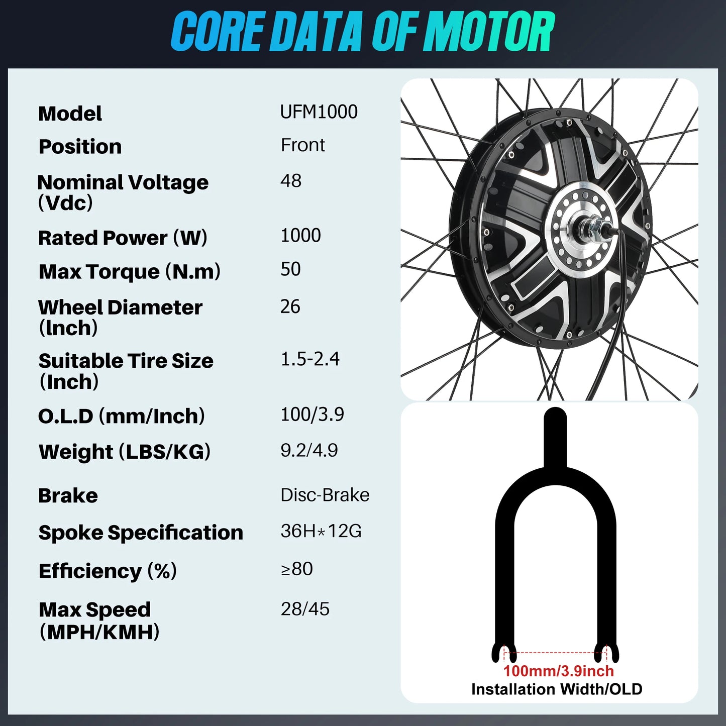 26 Inch Electric Bike Conversion Kit 1000W Hub Motor