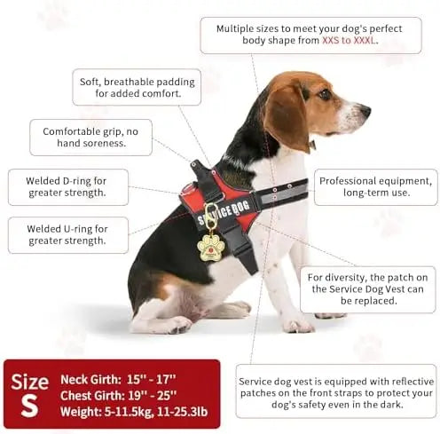 Service Dog Vest And ID Cards Set For ADA Compliance With Durable Metal Tag