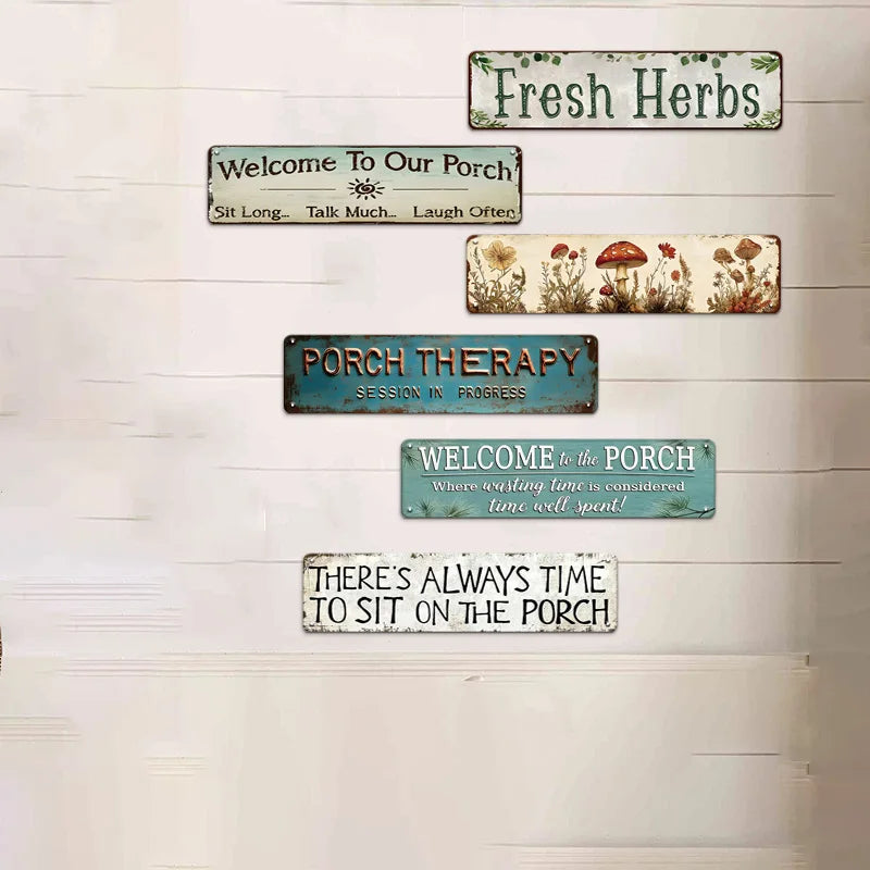 Welcome To Our Porch Metal Tin Sign Outdoor Farmhouse Decor