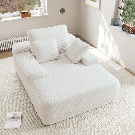 Sdoren 49 Inch Chaise Lounge Chair Corduroy Upholstered Deep Seat Sofa Bed
