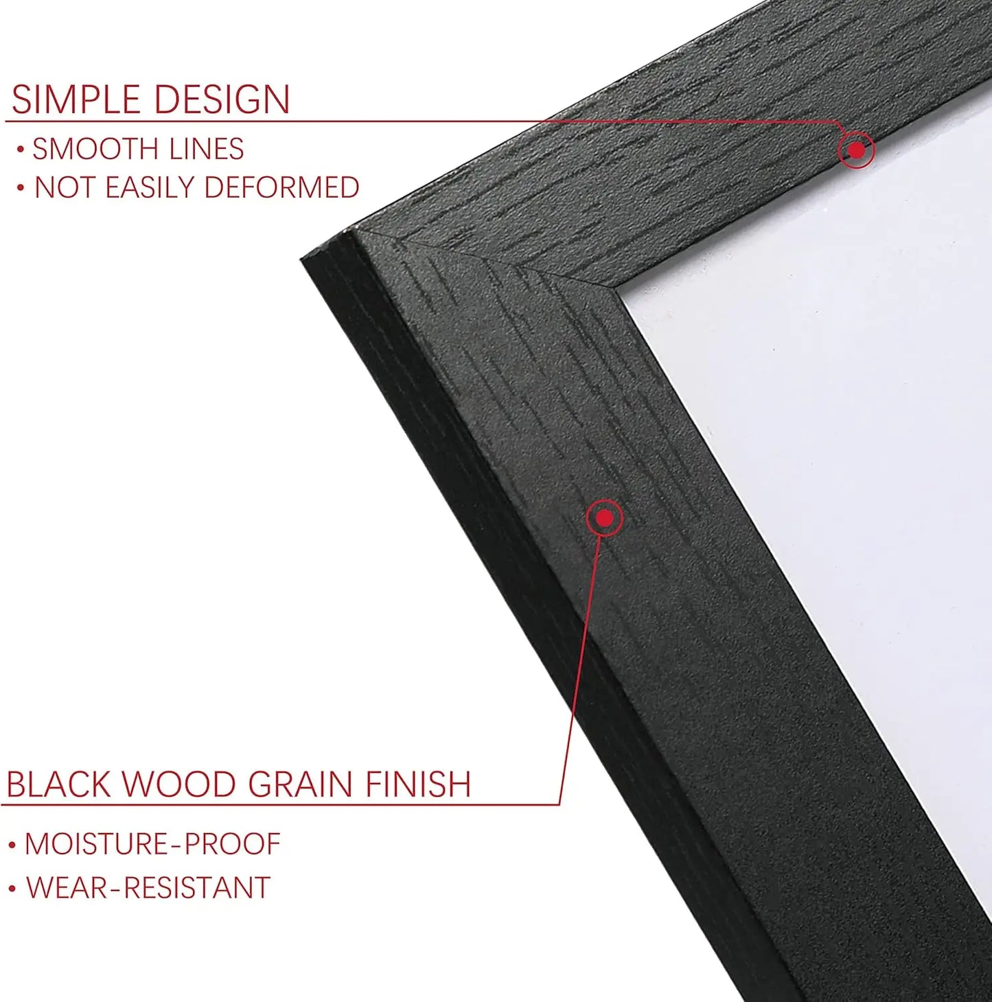 Set Of 6 Black Woodgrain 11x14 Picture Frames With Mat For 8x10 Photos