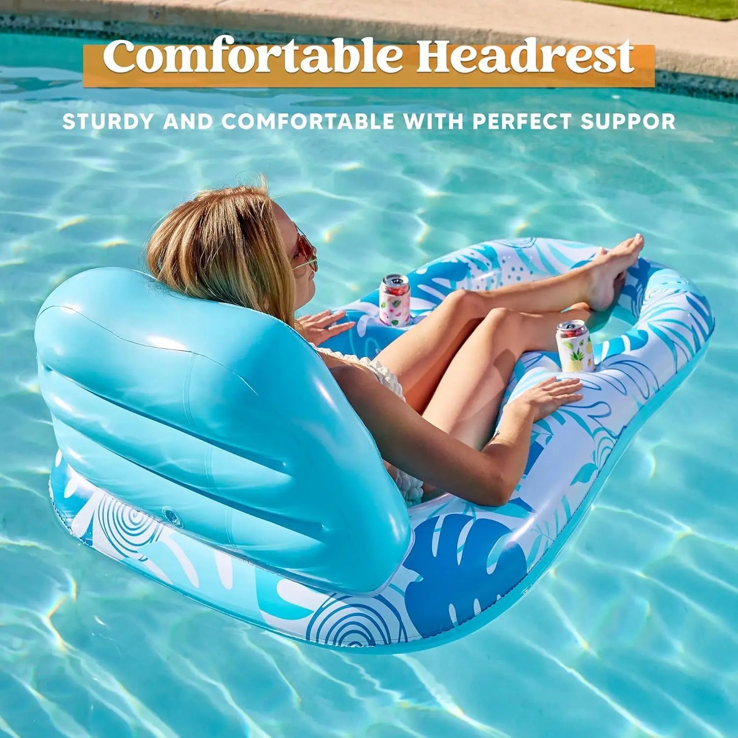 Joyfy Inflatable Adult Pool Float Lounger Recliner Chair For Summer Water Party