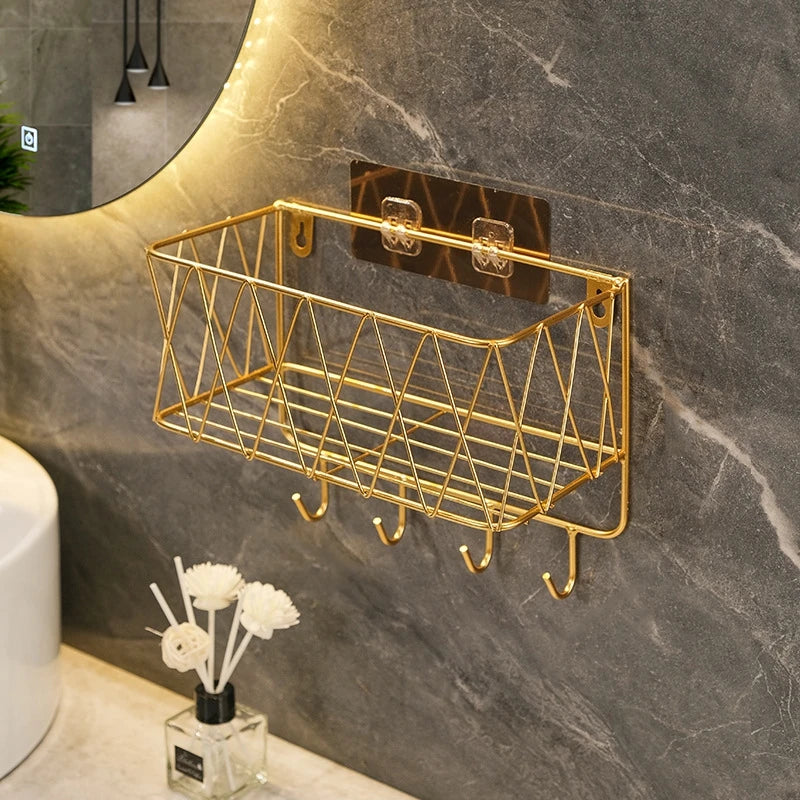 Metal Wall Mounted Basket Organizer Large Capacity Bathroom