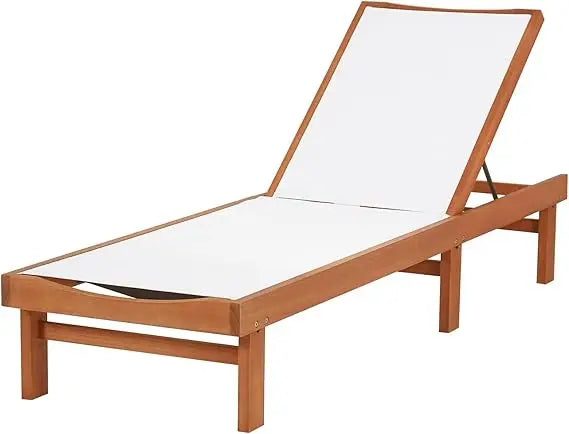 Outdoor Wooden Lounge Chair 5 Position Patio Recliner Chaise Lounge Tanning Chair for Backyard Poolside