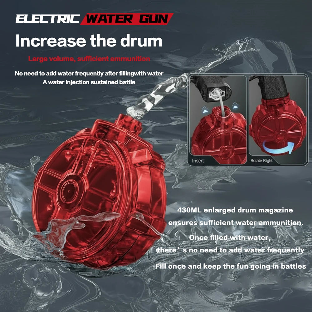 Rechargeable Electric Water Gun With LED Flame Burst High Capacity Long Range