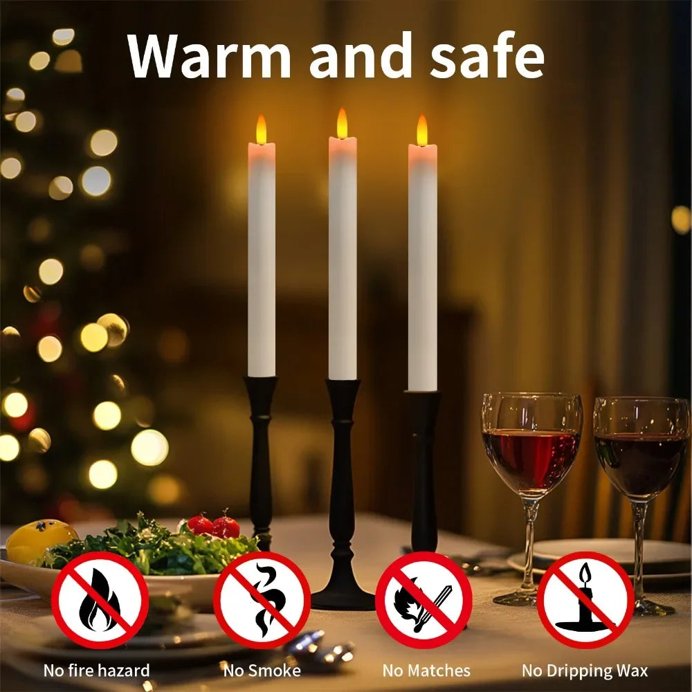 Flickering LED Taper Candles 6 Pack With Remote Flameless