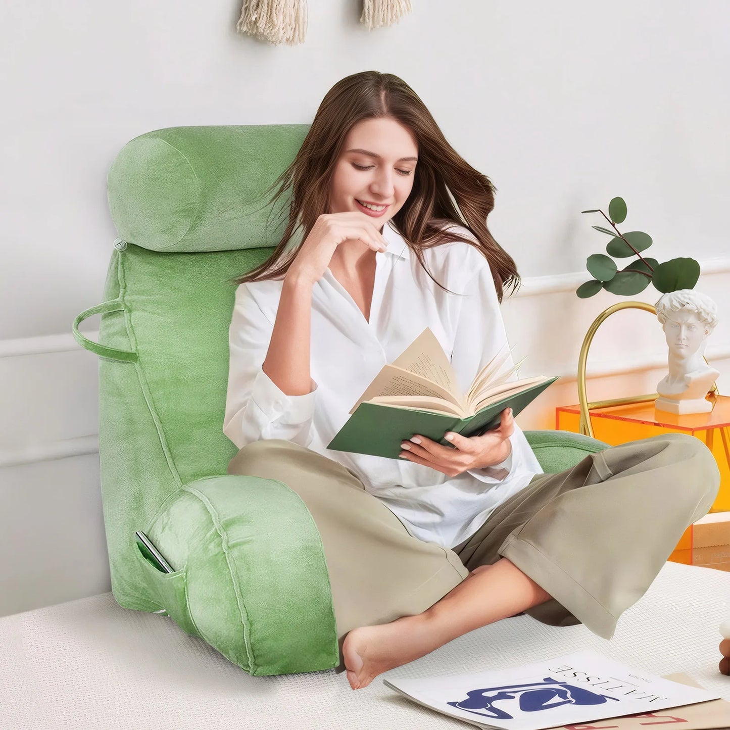 Headboard Pillow Triangle Cushion Large Bolster Backrest Support Wedge Sleeping Pillow for Bed