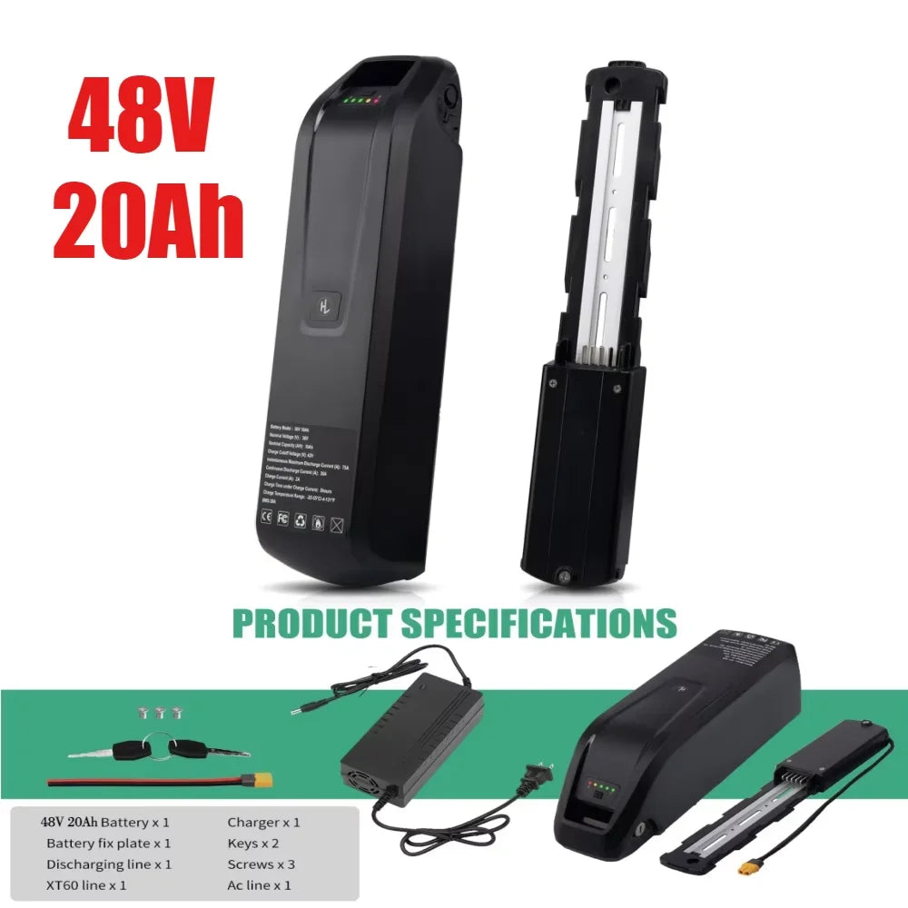 48V Li Ion Ebike Battery 10 20Ah For High Power Long Range