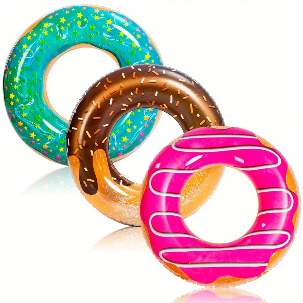 Joyfy 32 5 Inch Donut Pool Float With Glitter 3 Pack Party Supplies