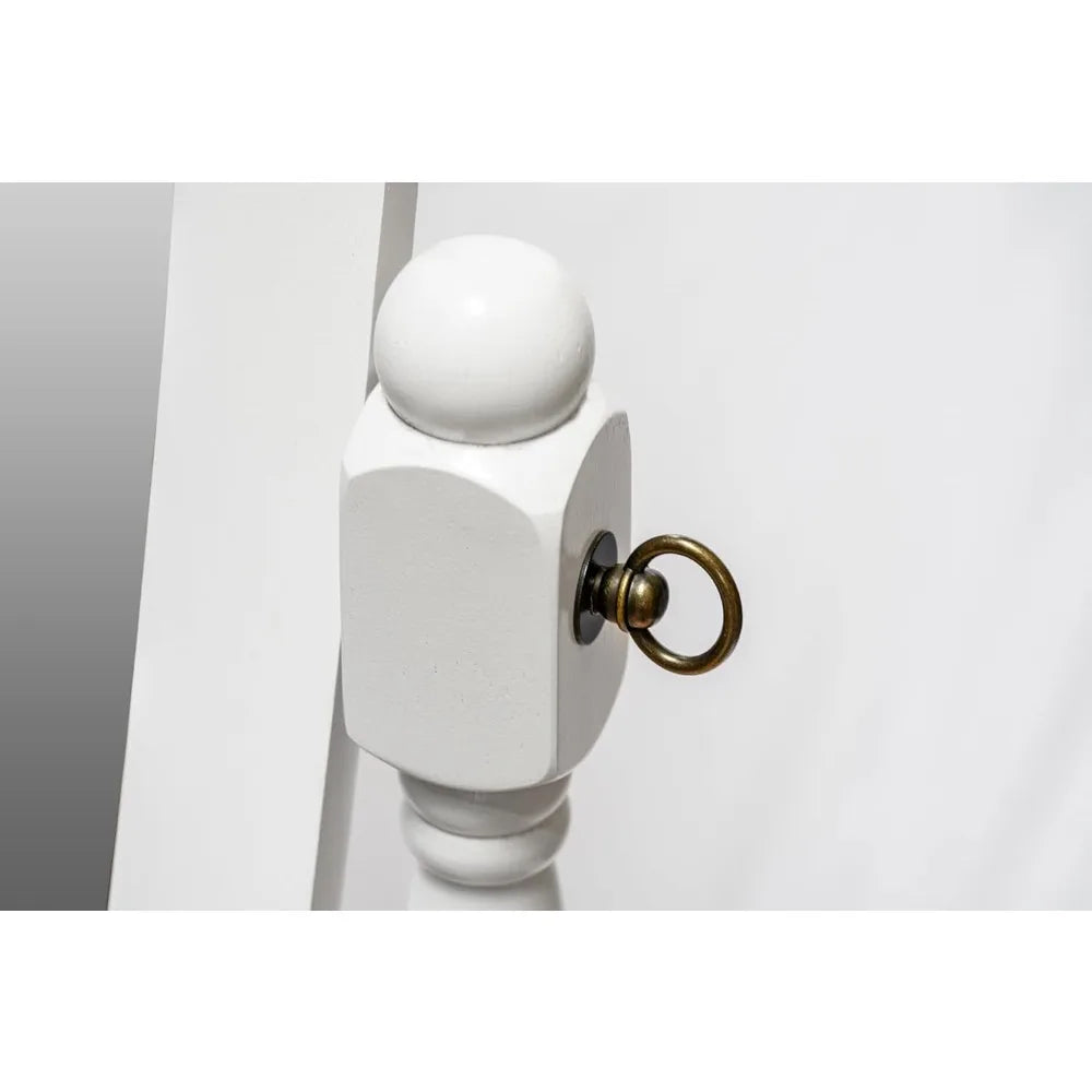 Legacy Decor Swivel Full Length Floor Wood Cheval Mirror White 59 Inch Height 20 Inch Width 19 Inch Depth