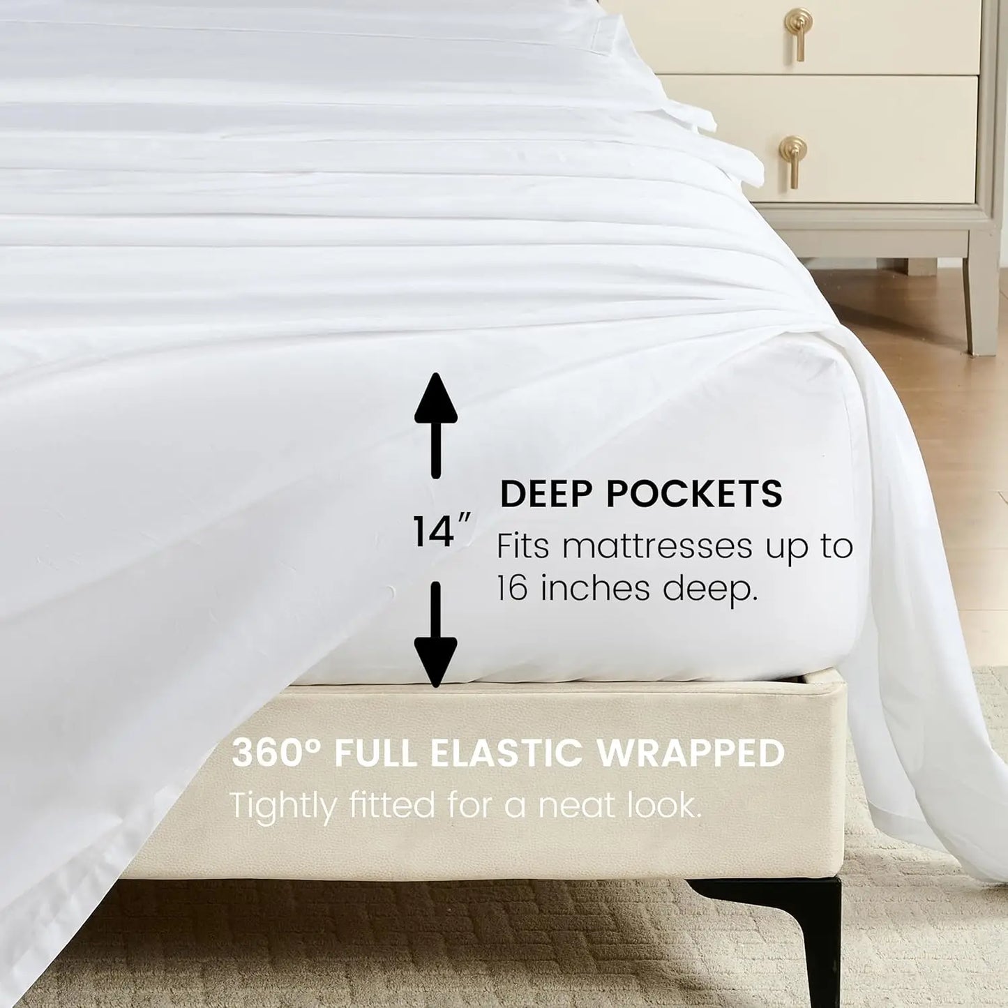 Simple And Opulence 100 Percent Egyptian Cotton Sheet Set 4 Piece Sateen Weave