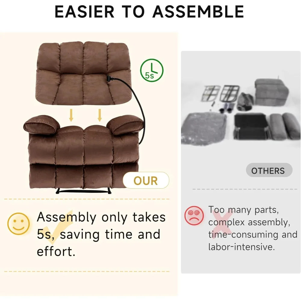 Oversized Velvet Recliner Chair For Adults 400 Lbs Extra Wide And Tall