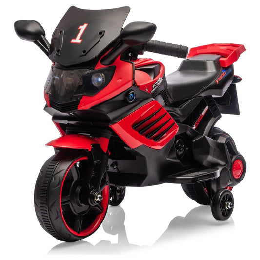 6V Kids Electric Motorcycle Ride On Toy With Training Wheels For Ages 3 To 6