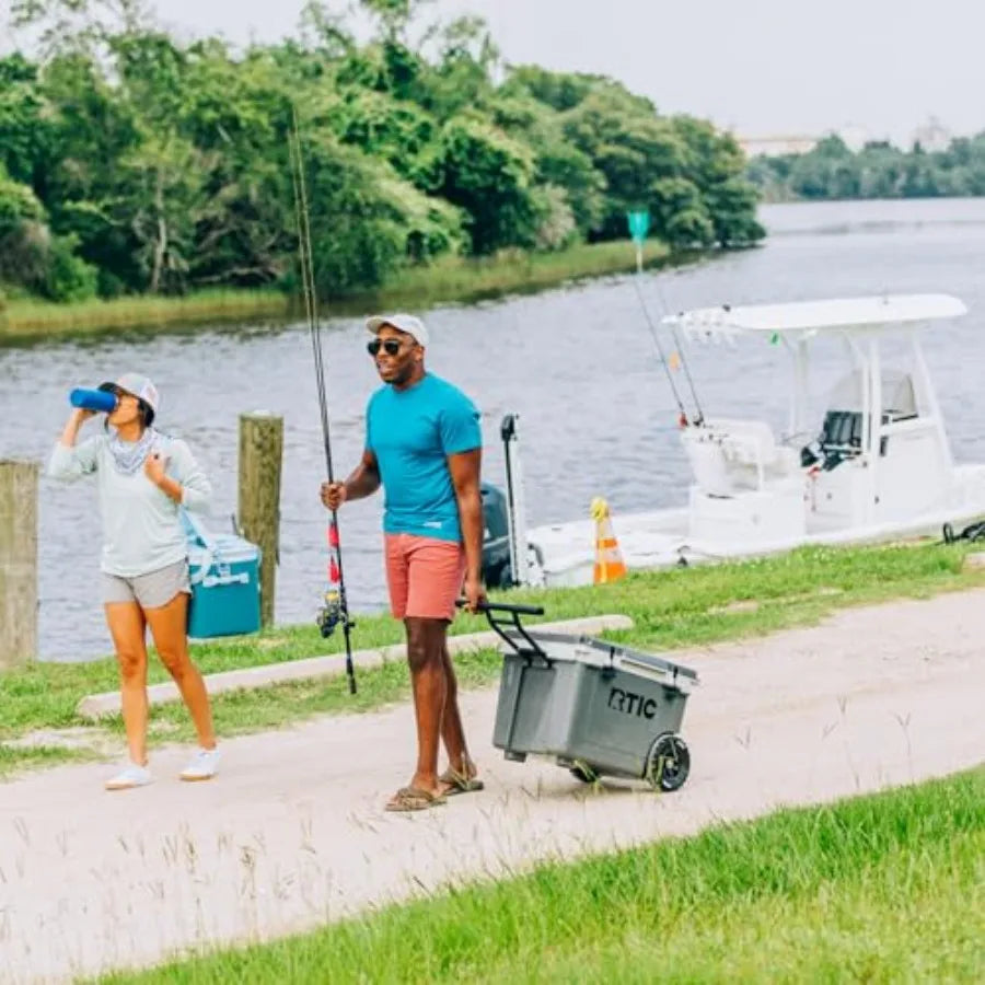 52 Quart Ultra Light Wheeled Hard Cooler Insulated Ice Chest for Beach Picnic