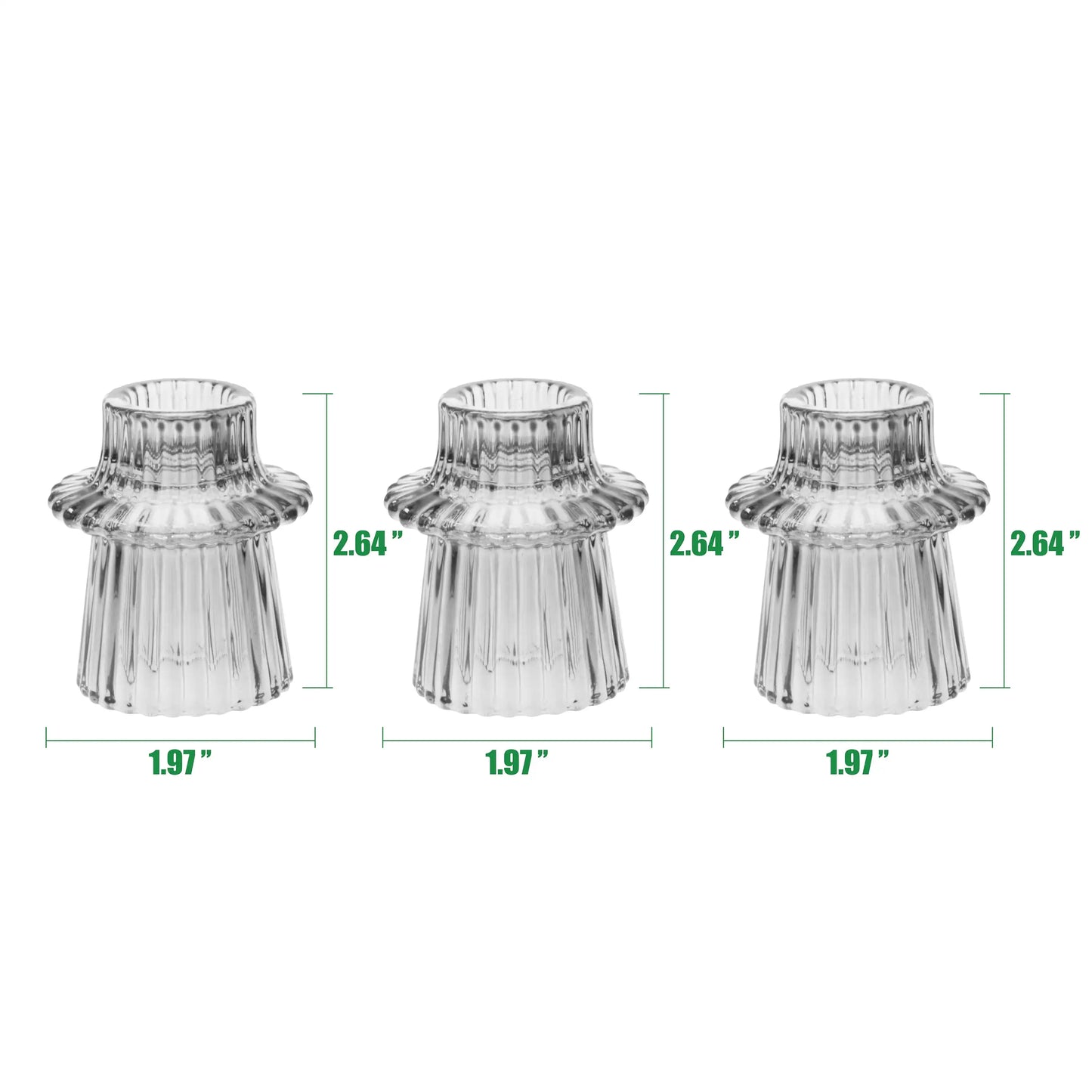Clear Glass Ribbed Tealight Candle Holders Set Of 3