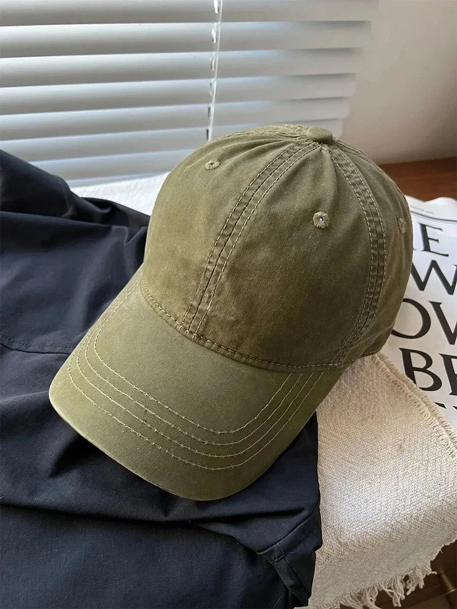 American Street Style Letter Embroidered Baseball Cap Unisex Washed Cotton Hat