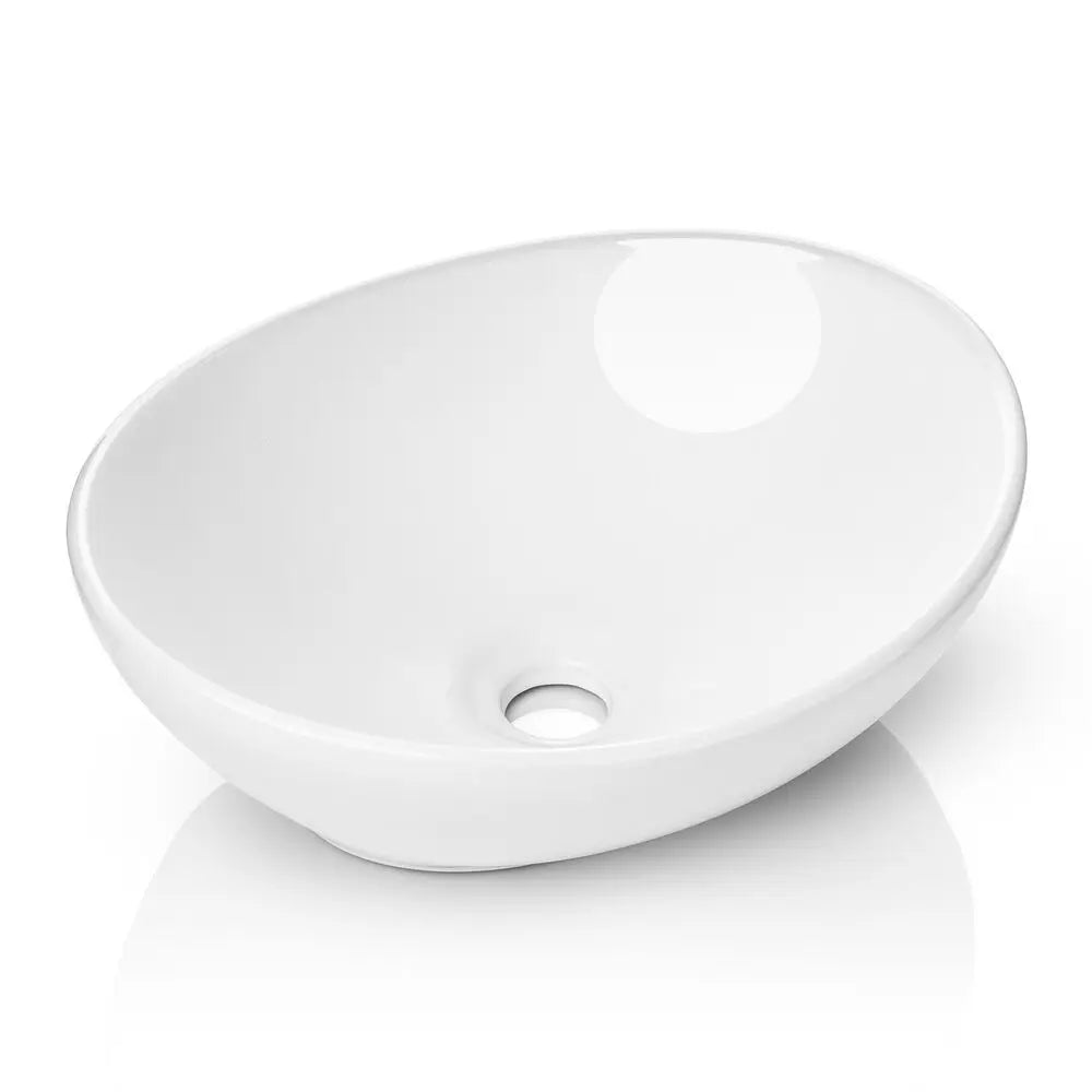 Modern Ceramic Vessel Sink Oval White Bathroom Vanity