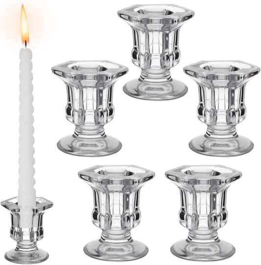 6 Pack Clear Glass Candle Holders Tea Light Centerpieces
