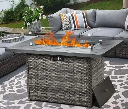 44 Inch Propane Fire Pit Table 55000 BTU Rectangular