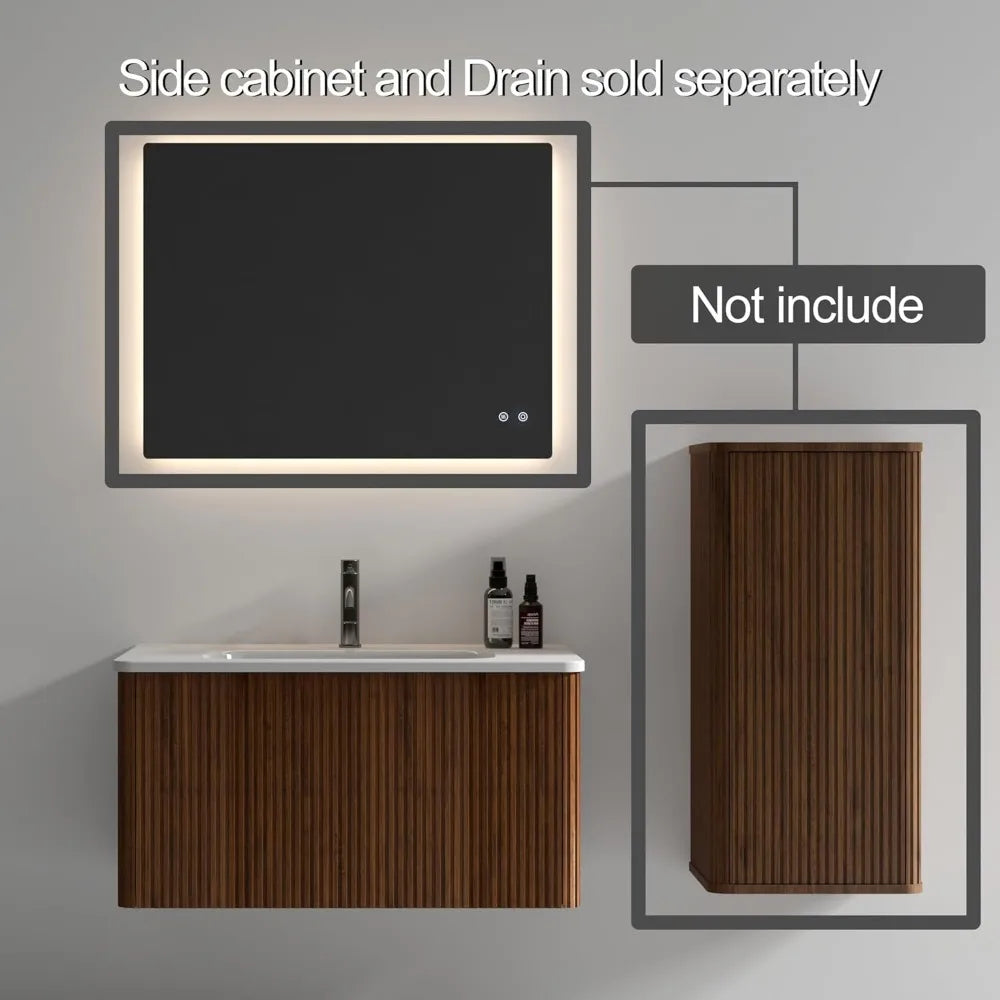 Floating Wall Mounted Bathroom Vanity With Sink And Storage