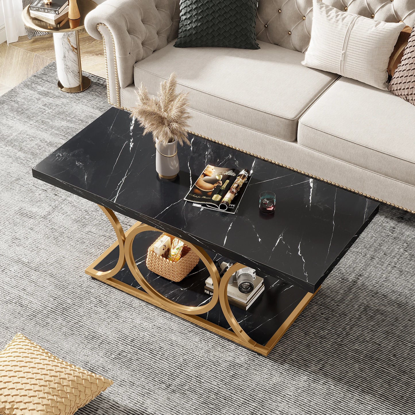Tribesigns Rectangle Coffee Table 47.24 Inch Modern