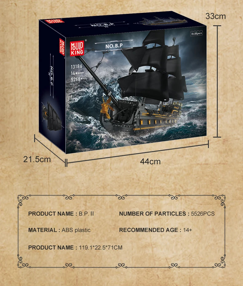 Mould King 13186 Pirate Ship Building Block Set The Big Black Pearl Kids Gift