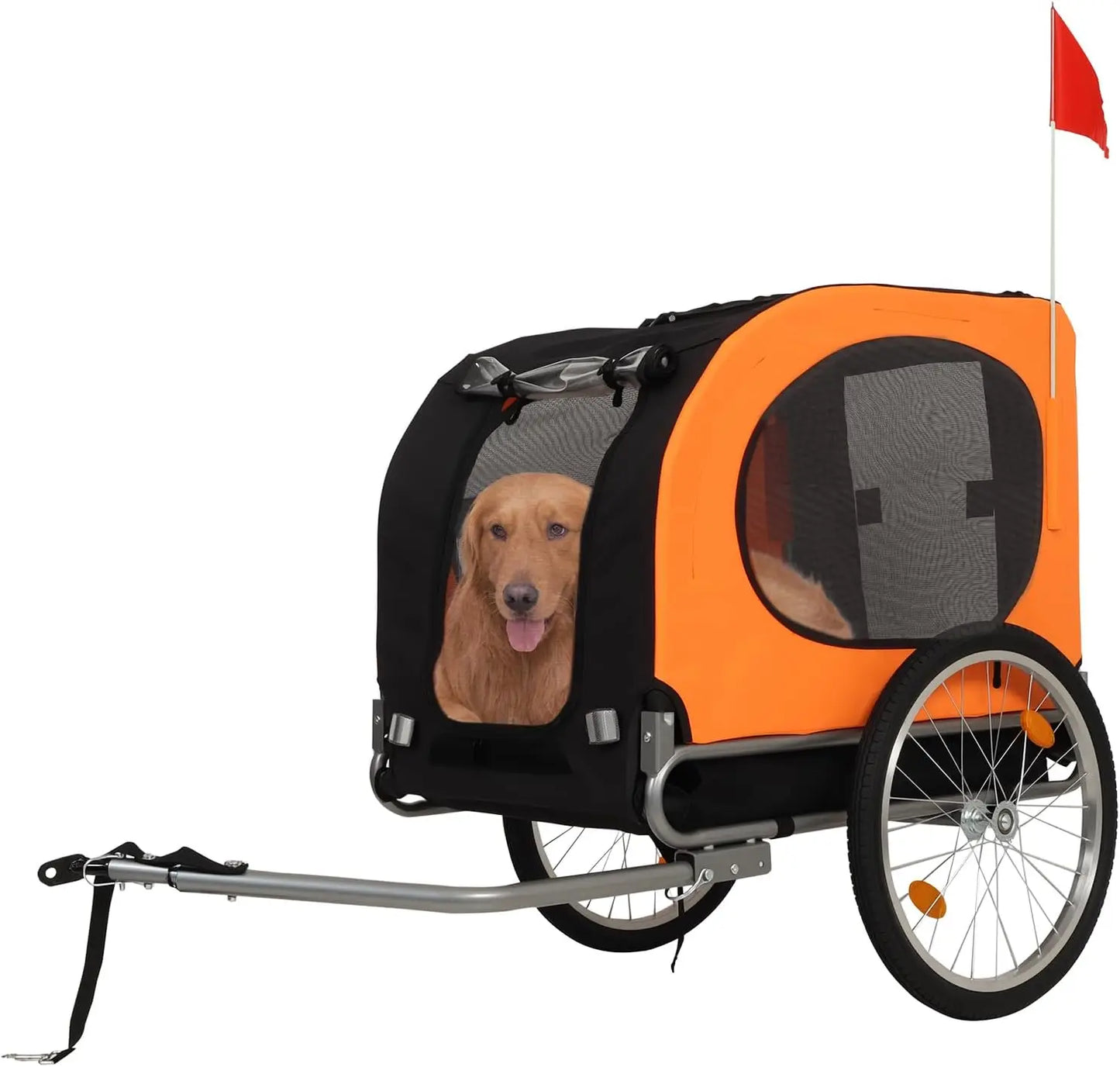 Steel Dog Bike Trailer With Universal Coupler Folding Pet Carrier 40kg