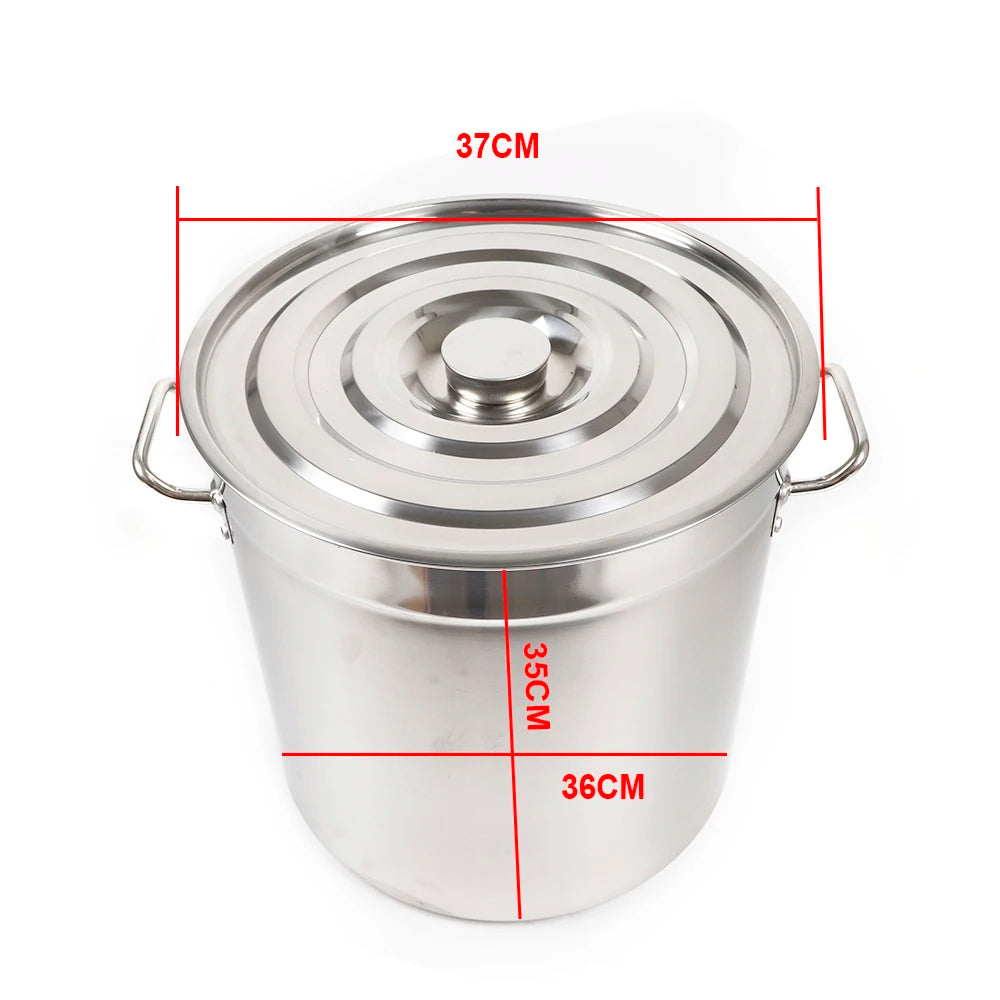 35L Multipurpose Thickened Stainless Steel Cooking Pot Large Capacity Soup Stock Pot with Lid and Handle for Home and Restaurant