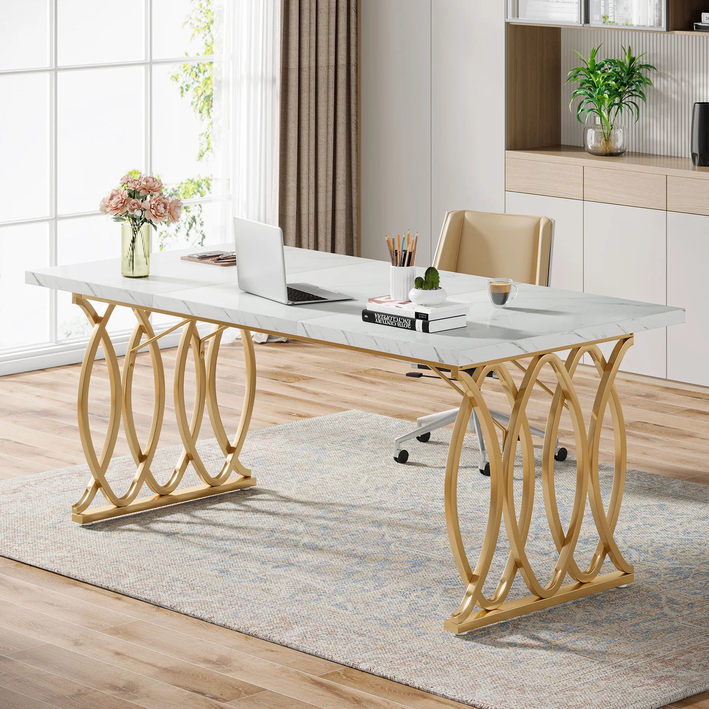 Tribesigns Office Desk 70.9 Inch Wooden Computer Desk