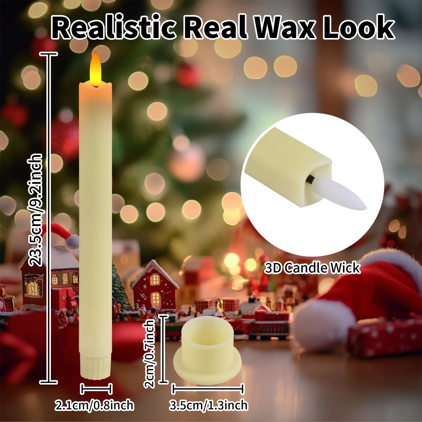 Flickering LED Taper Candles 6 Pack With Remote Flameless