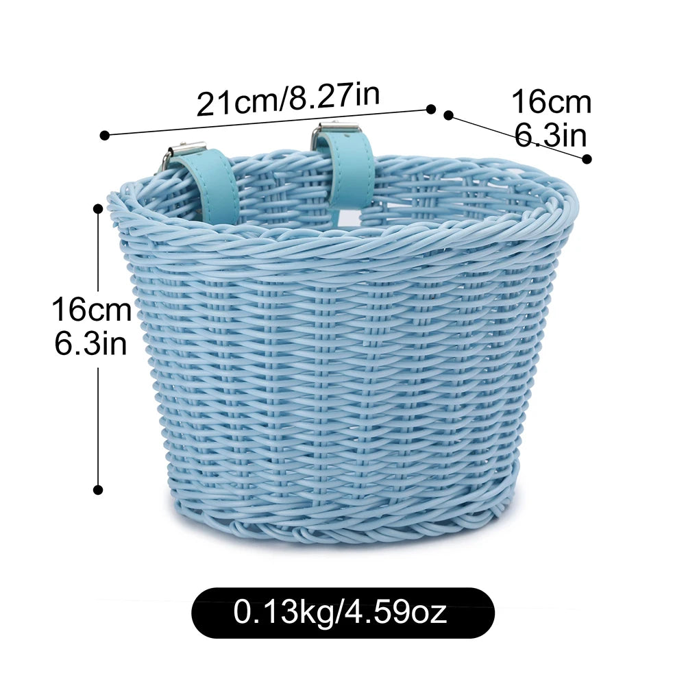 Rattan Bike Basket Front Handlebar Waterproof Handwoven