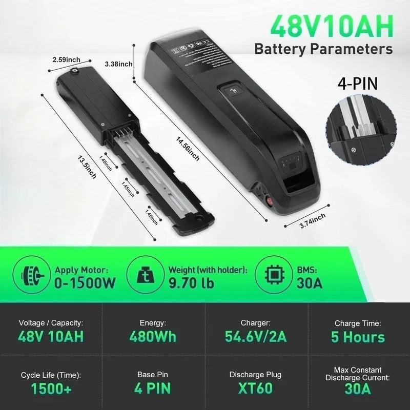 48V Li Ion Ebike Battery 10 20Ah For High Power Long Range