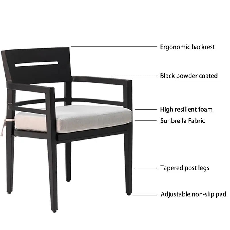 7 Piece Outdoor Patio Aluminum Dining Set With 4 Chairs 2 Rockers Sunbrella
