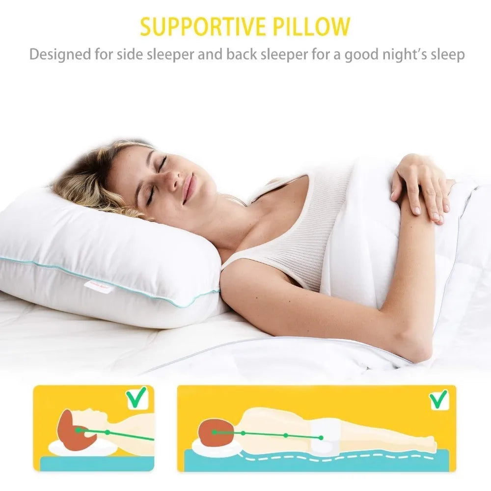 Queen Size Pillow Set Of 2 With Soft Cotton Cover 20x30