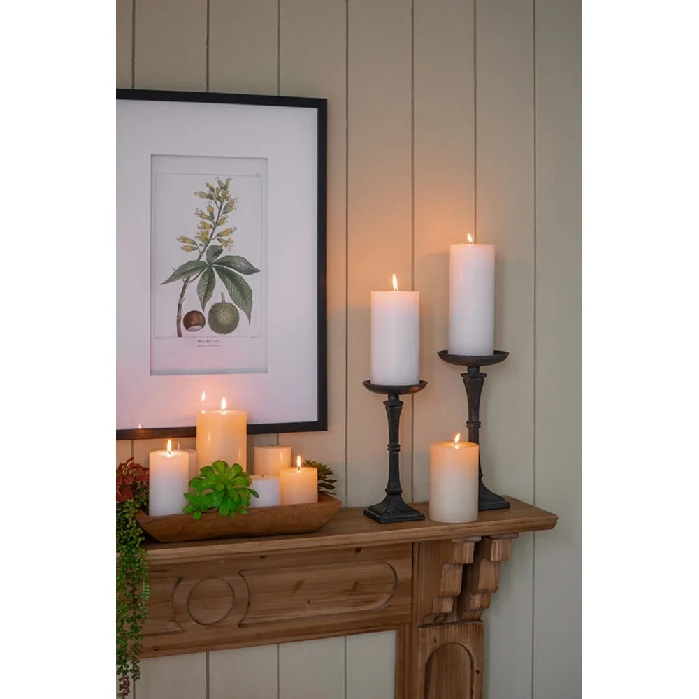 Ivory Soy Wax Pillar Candles 2 Pack Odorless For Weddings