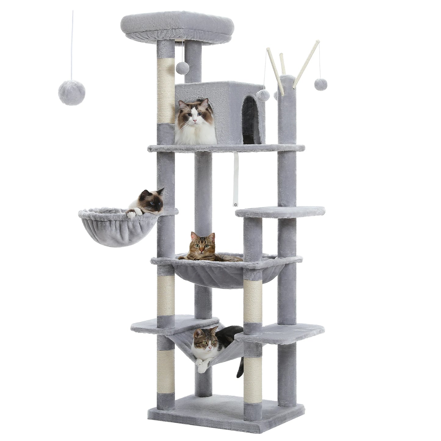 Large Cat Tree Tall Cat Tower for Indoor Cats Multi Level Plush Condo with Scratching Posts Boards Perches Caves