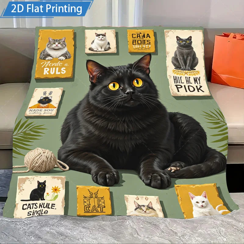 Christmas Animal Print Flannel Blanket Cozy Polyester Bedding