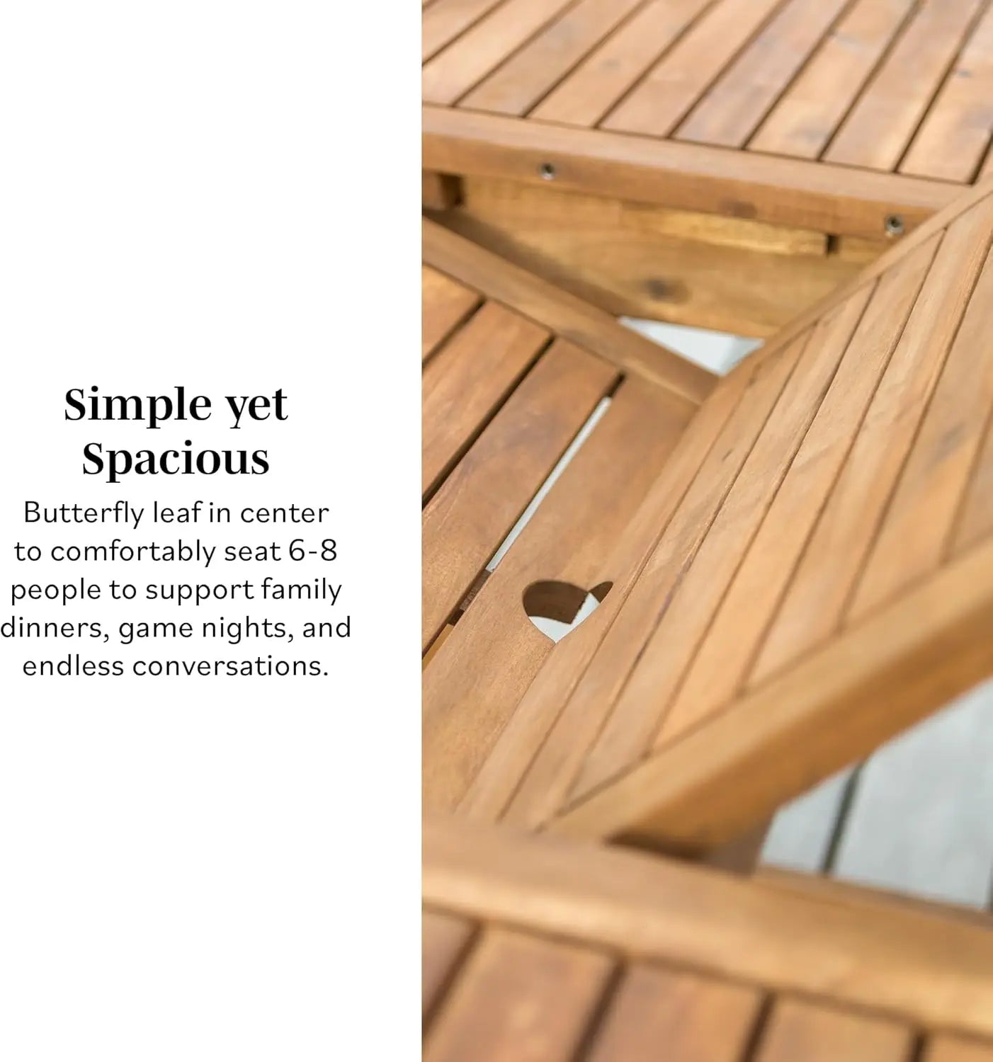 Maui Modern Solid Acacia Wood Slatted Patio Dining Table 78 Inch Brown