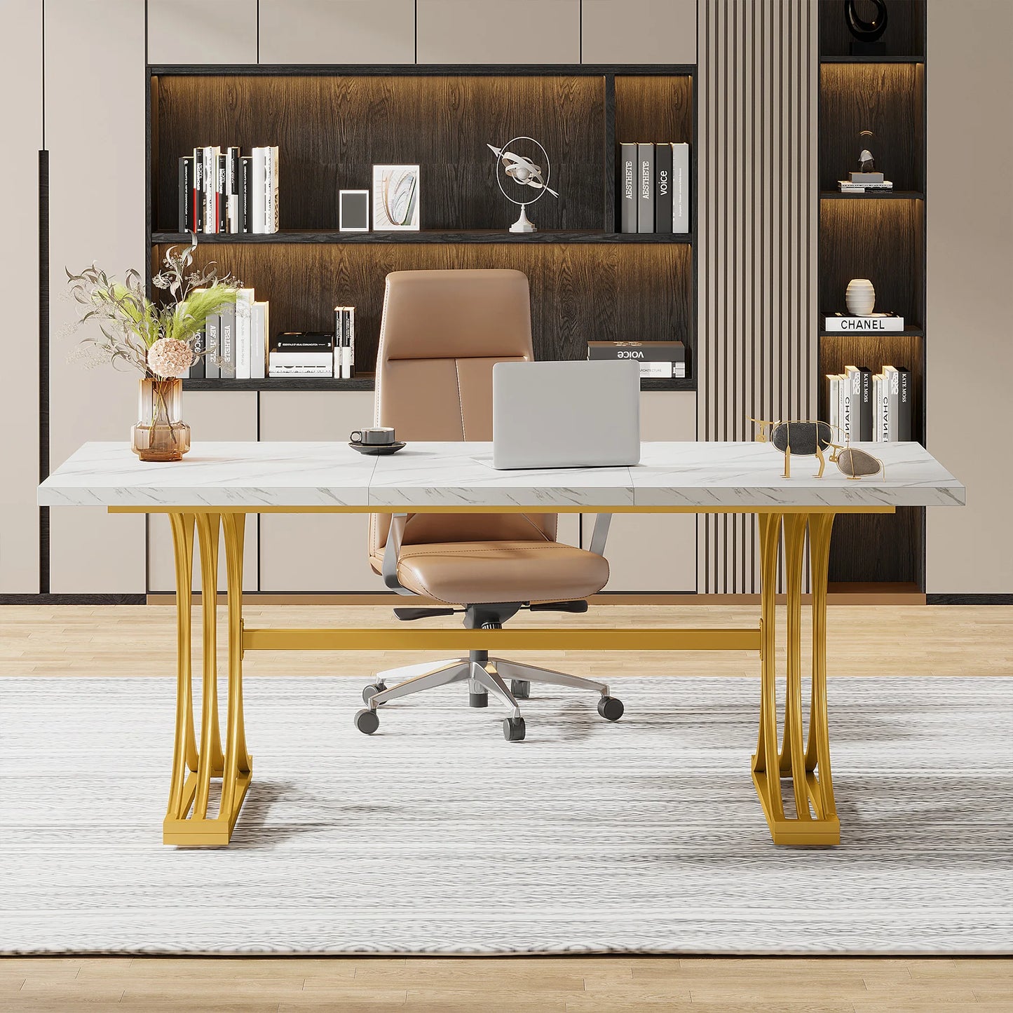 Tribesigns Office Desk 70.9 Inch Wooden Computer Desk