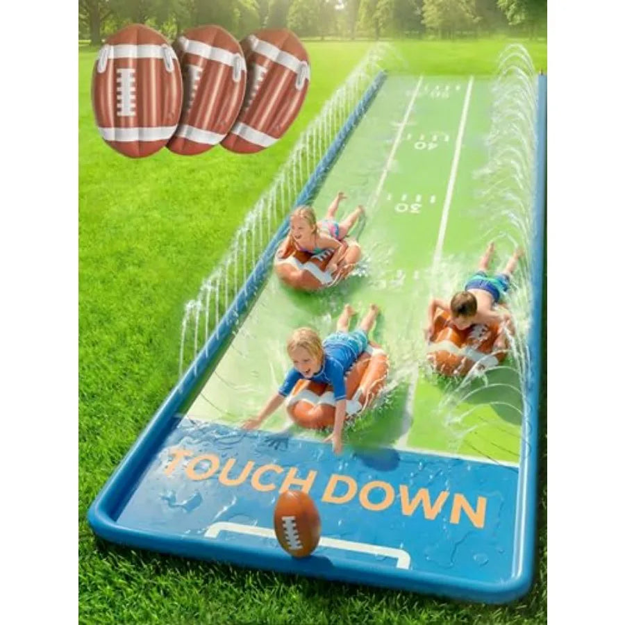 20 Ft Outdoor Water Slide With 3 Bodyboards And Inflatable Football Backyard Fun