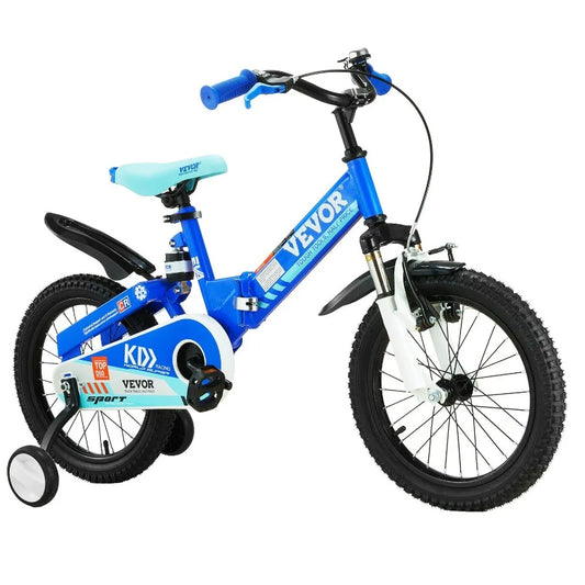 Folding Toddler Balance Bike 16 Inch High Carbon Steel Bike with Adjustable Seat Handlebar Inflatable Tires Portable Balance Bicycle