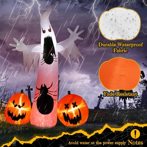 11.8ft Pumpkin Spider White Ghost Inflatable With LEDs